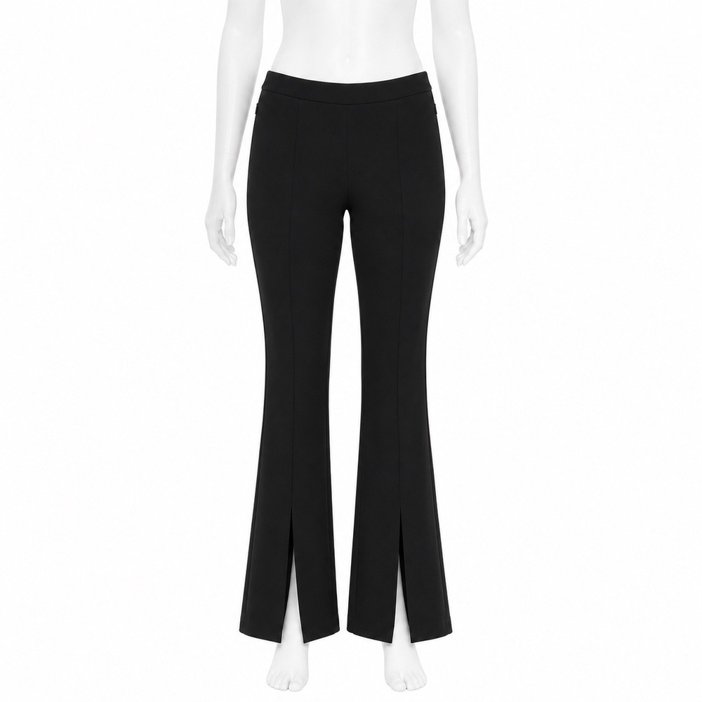Theory Demitria Double Knit Vent Slit Flare Pants Women's 00 Black Pull On